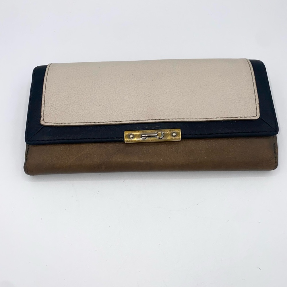 Fossil Genuine Leather Double Flap Bifold Wallet Clutch